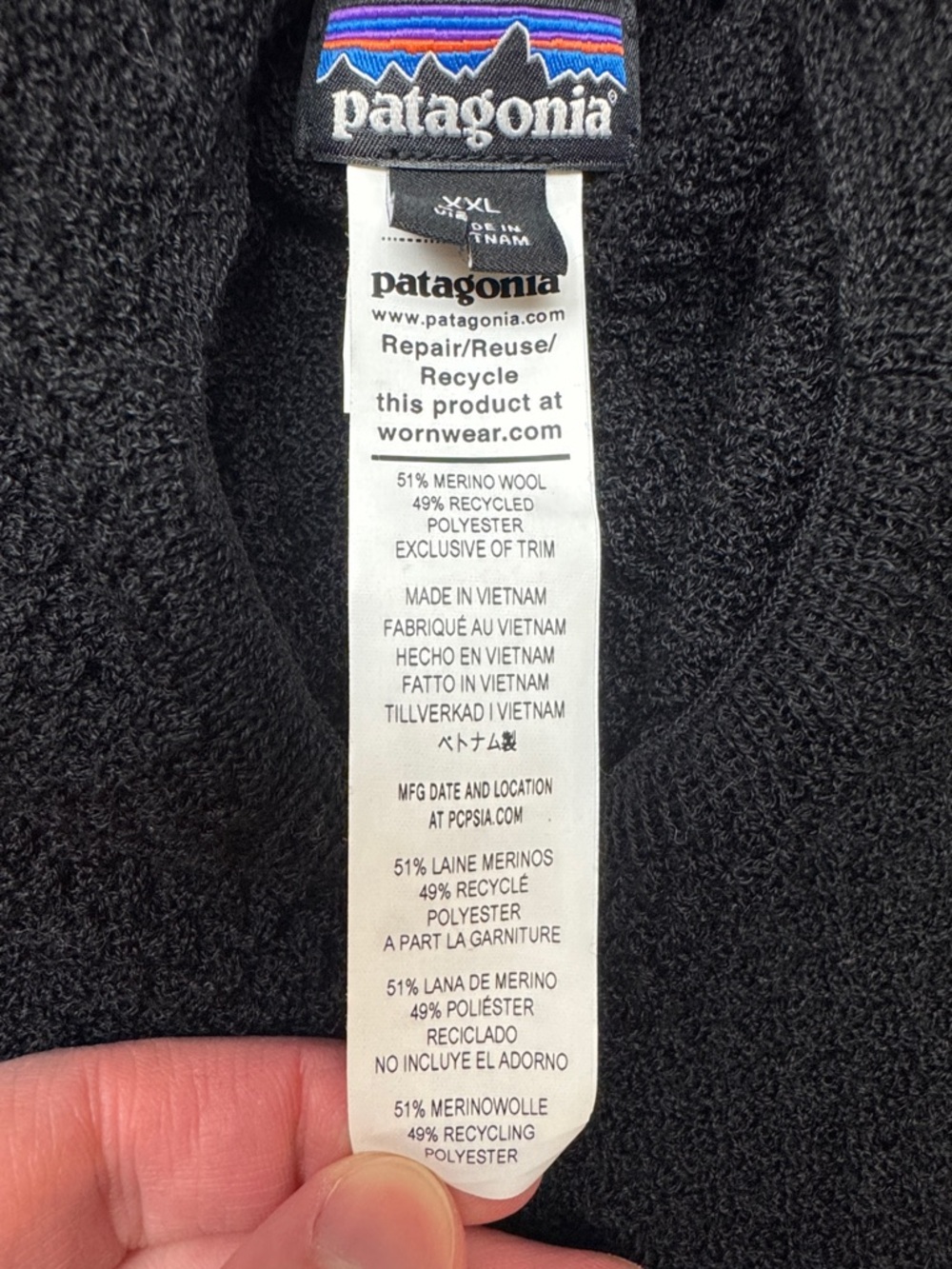 Patagonia Capilene Air Hoody Hoodie Base Layer Merino Wool Men’s Size 2XL Black - Picture 7 of 11